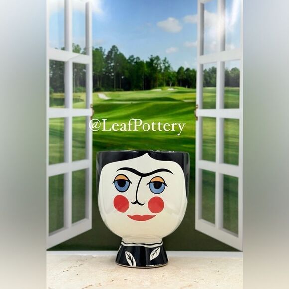 Billy the Puppet Black/White Handmade Ceramic Planter Pot - Picture 1 of 10